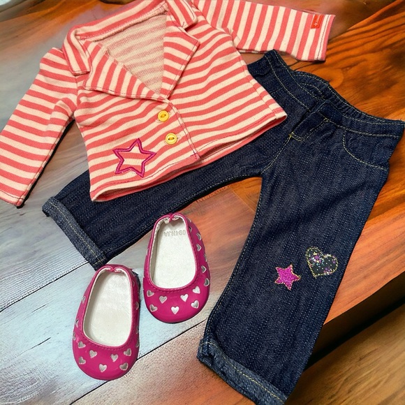 American Girl 18” Doll Released 2014 The Bright Stripes Outfit Incomplete VGUC - Picture 2 of 13